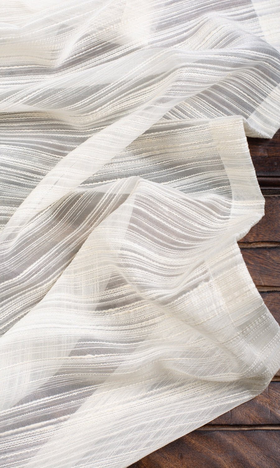 Striped Sheer Window Treatments Fabric Sample (Ivory/ Cream)