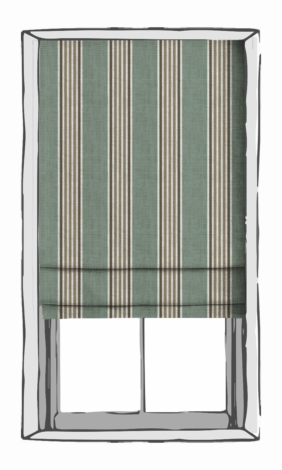 Striped Free Fabric Material Sample (Duck Egg Blue/ Brown/ White)