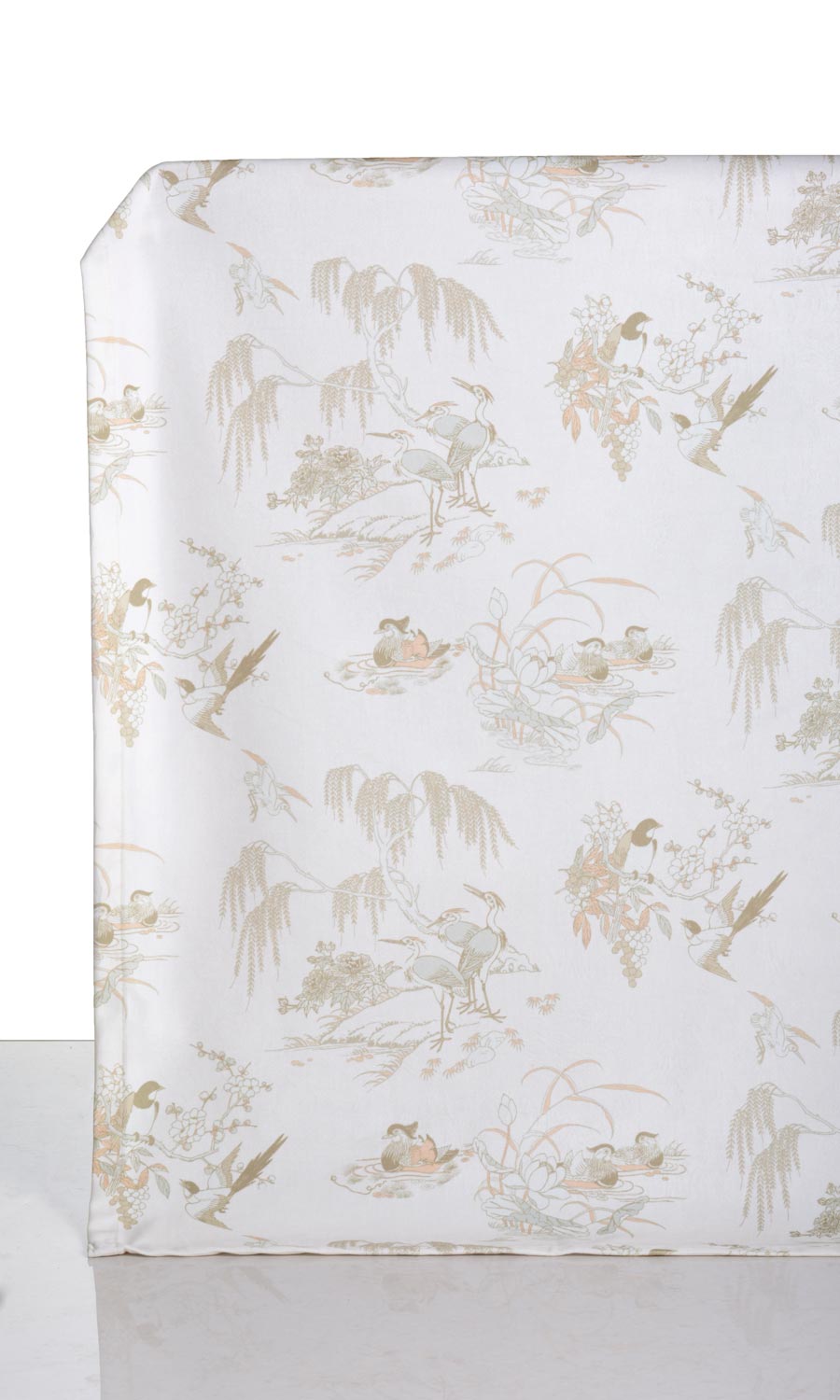 Chinoiserie Toile Velvet Window Treatments Fabric By the Yard (White/ Ivory)