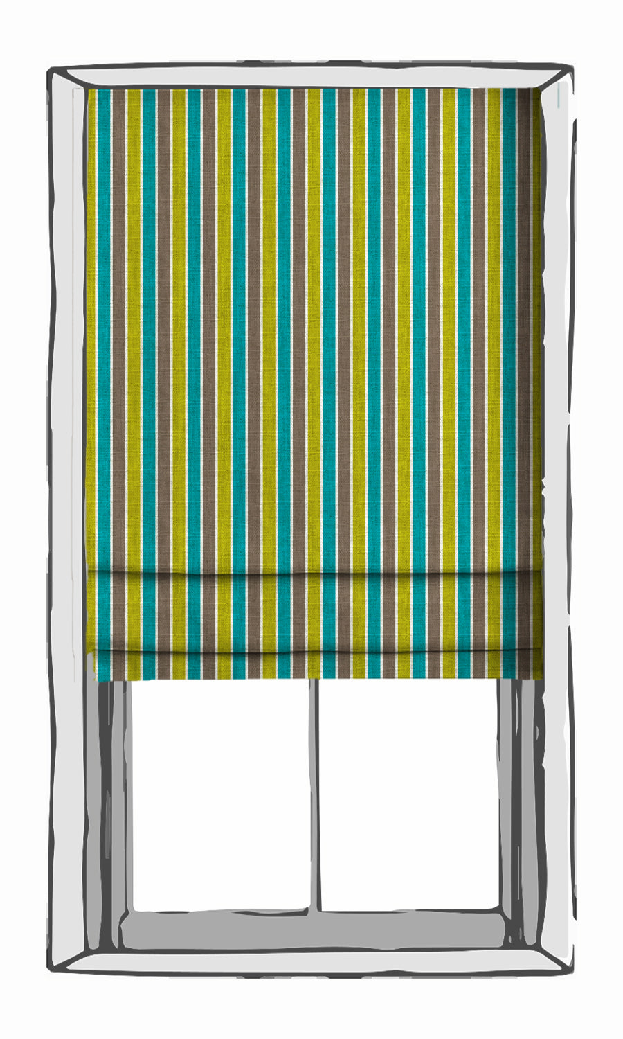 Striped Window Treatments Fabric By the Metre (Blue/ Green)