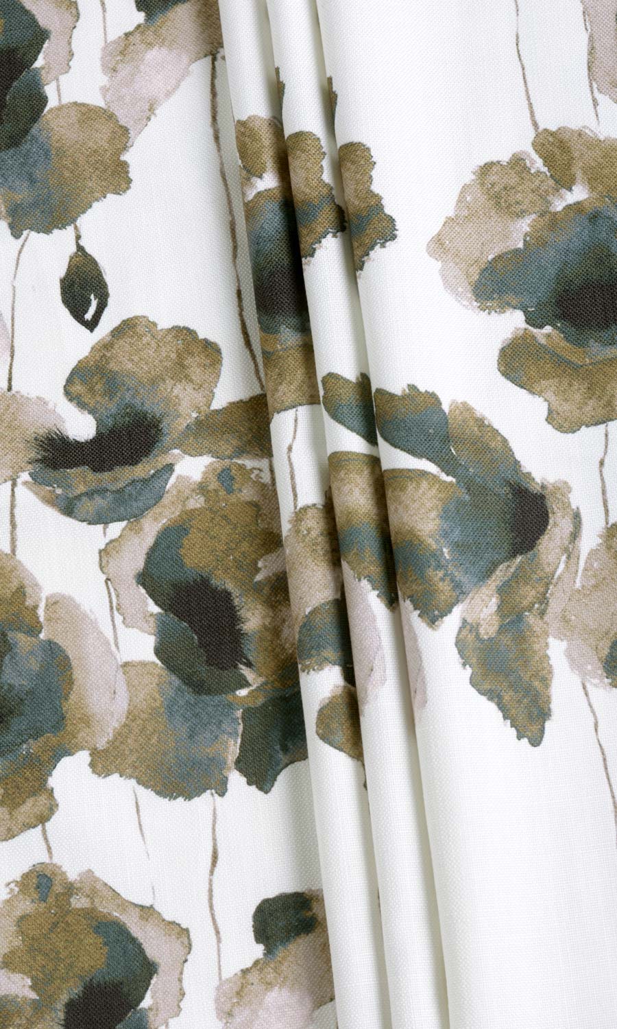 Water Lilies Floral Fabric Material By the Yard (Brown/ Grey)