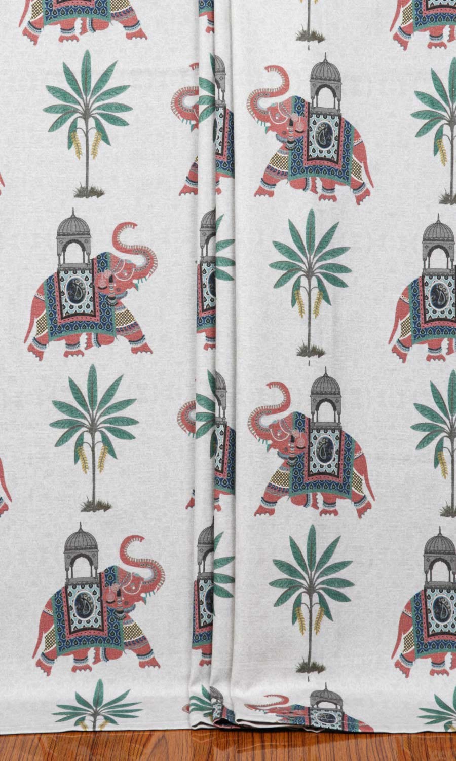 Floral Cotton Window Treatments Fabric By the Yard (Grey/ Red)