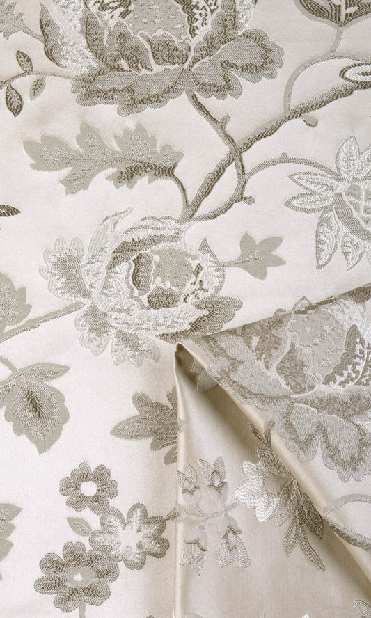 Floral Home Décor Fabric Sample (Beige/ Brown/ Ivory)