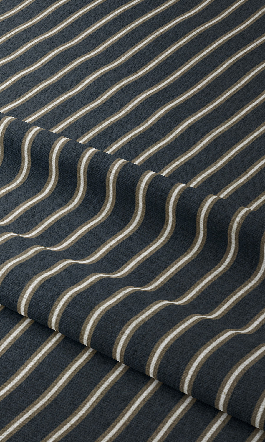 Modern Striped Print Window Treatments Fabric By the Yard (Navy Blue/ Brown)