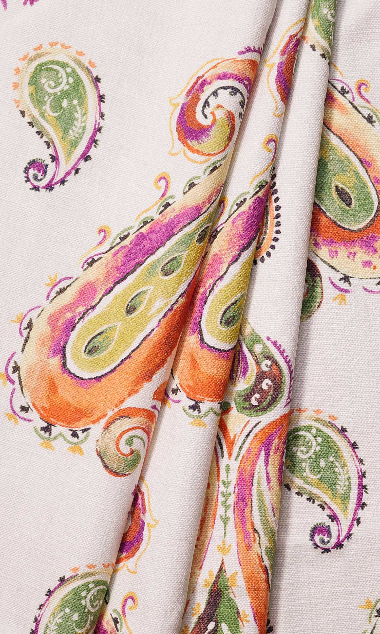 Paisley Print Home Décor Fabric By the Yard (Green/ Orange)
