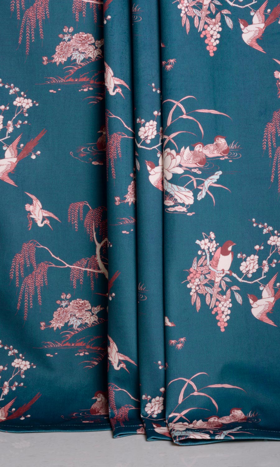 Chinoiserie Toile Velvet Home Décor Fabric By the Yard (Blue/ Pink)