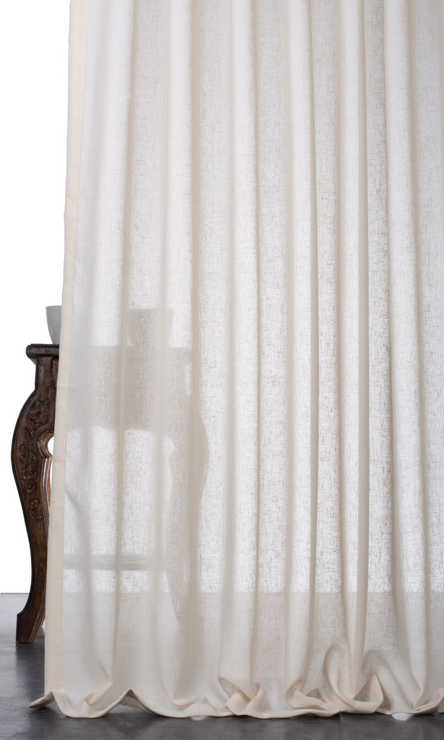 Plain Sheer Window Treatments Fabric By the Yard (Warm Ivory/ Pale Beige)