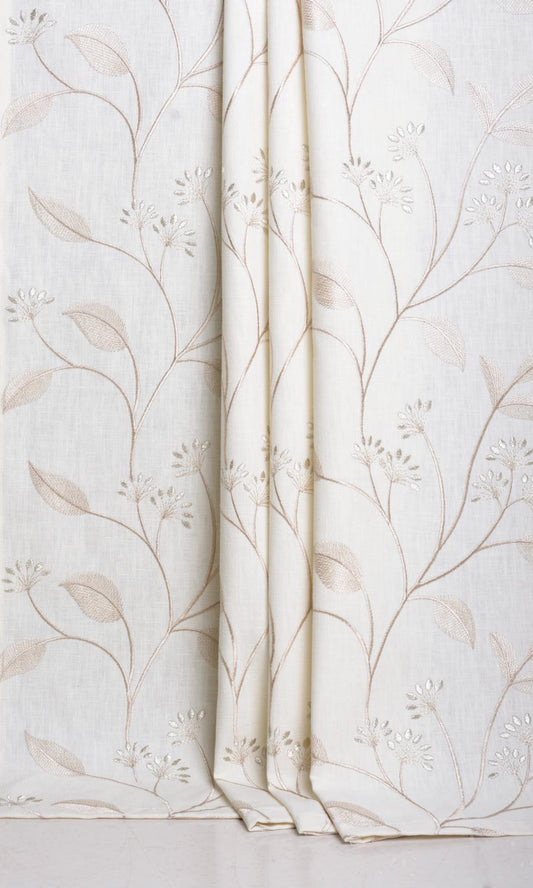 Floral Embroidery Drapery (White/ Cream)