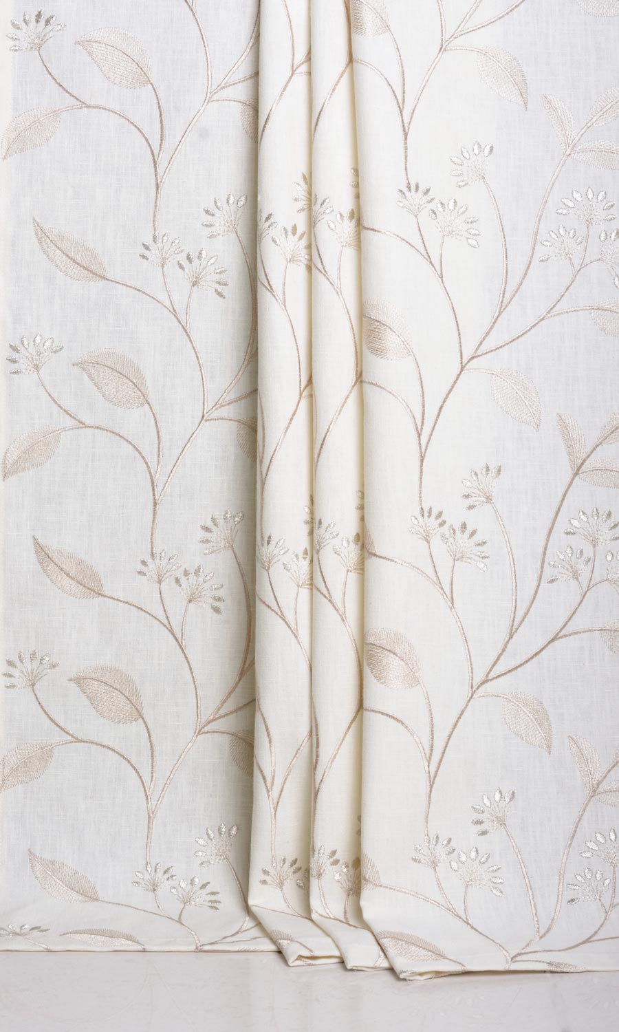 Floral Embroidery Home Décor Fabric By the Yard (White/ Cream)