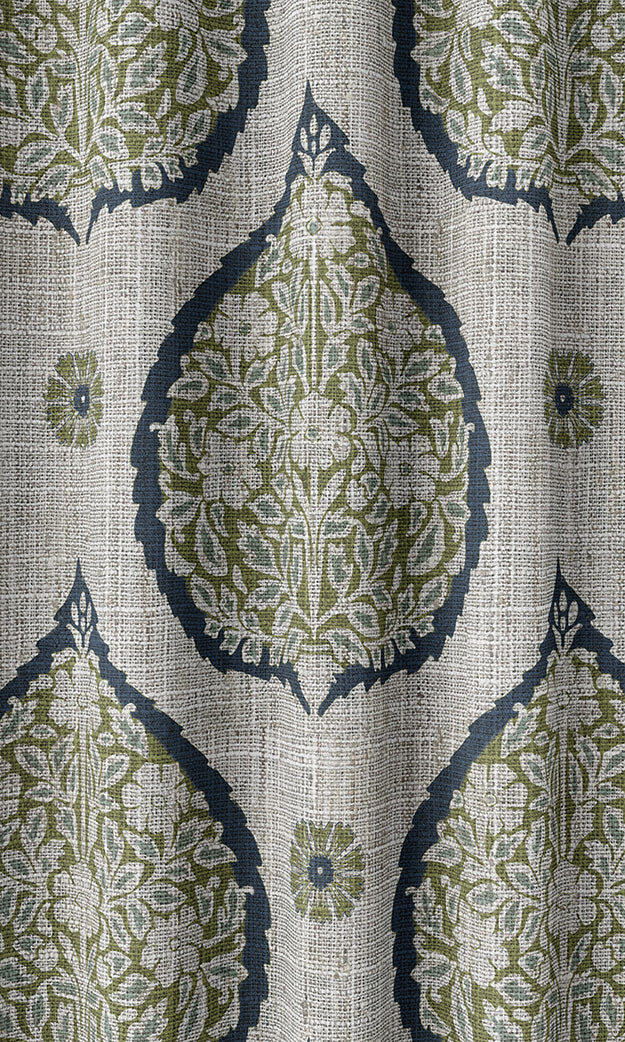 Paisley Home Textile Fabric Material By the Yard (Navy Blue/ Green)