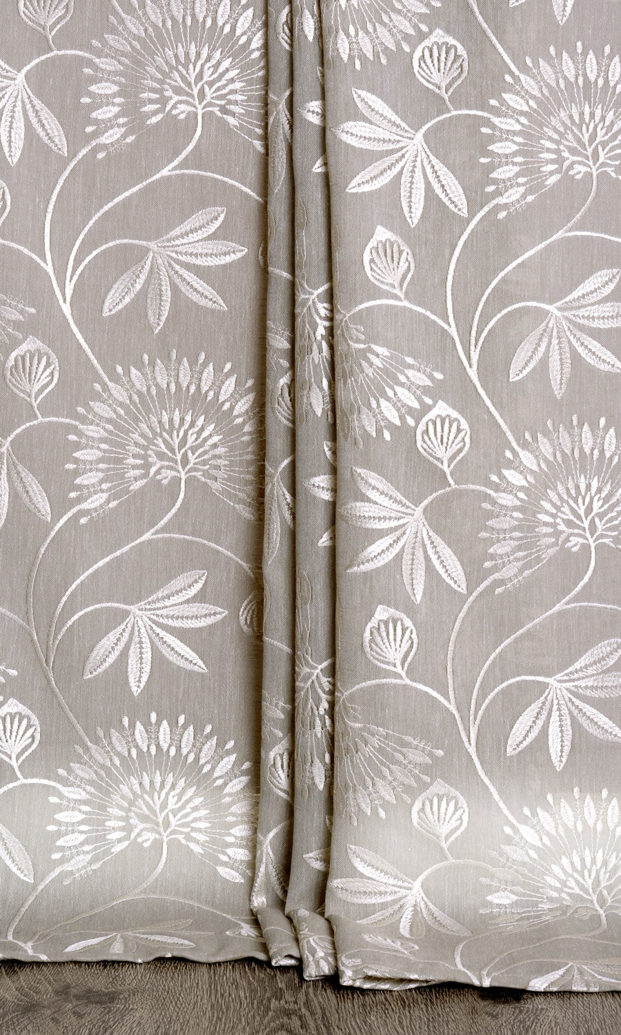 Semi Sheer Window Treatments Fabric By the Yard (Warm Gray/ White)