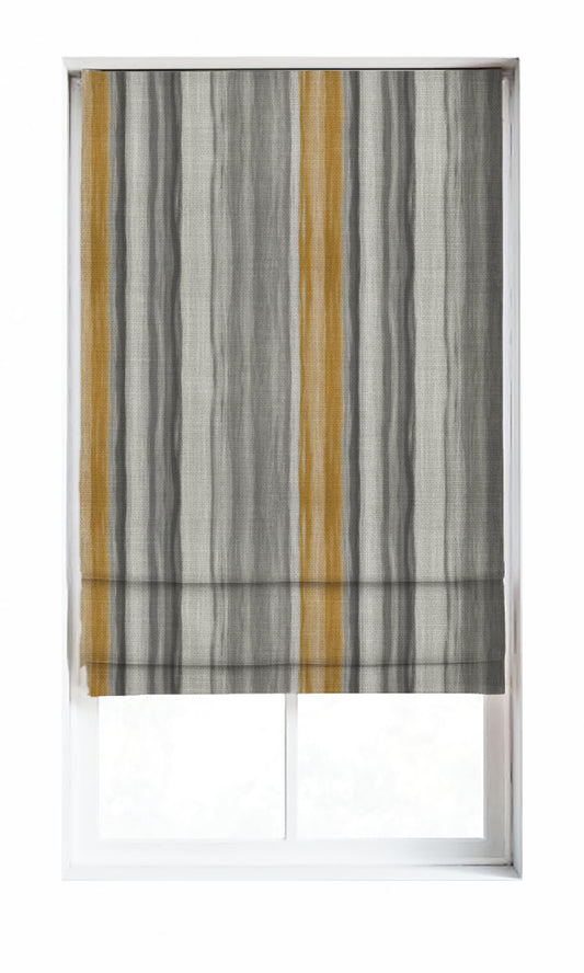 Modern Striped Curtains (Grey/ Yellow)