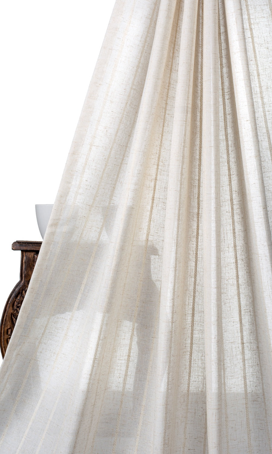 Striped Sheer Home Textile Fabric Material Sample (Cream/ Ivory)
