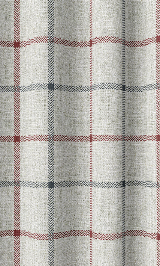 Check Patterned Home Décor Fabric By the Yard (Linen White/ Red)