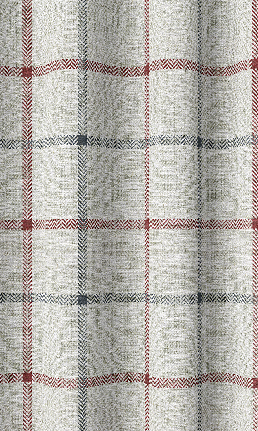 Check Patterned Home Décor Fabric By the Yard (Linen White/ Red)