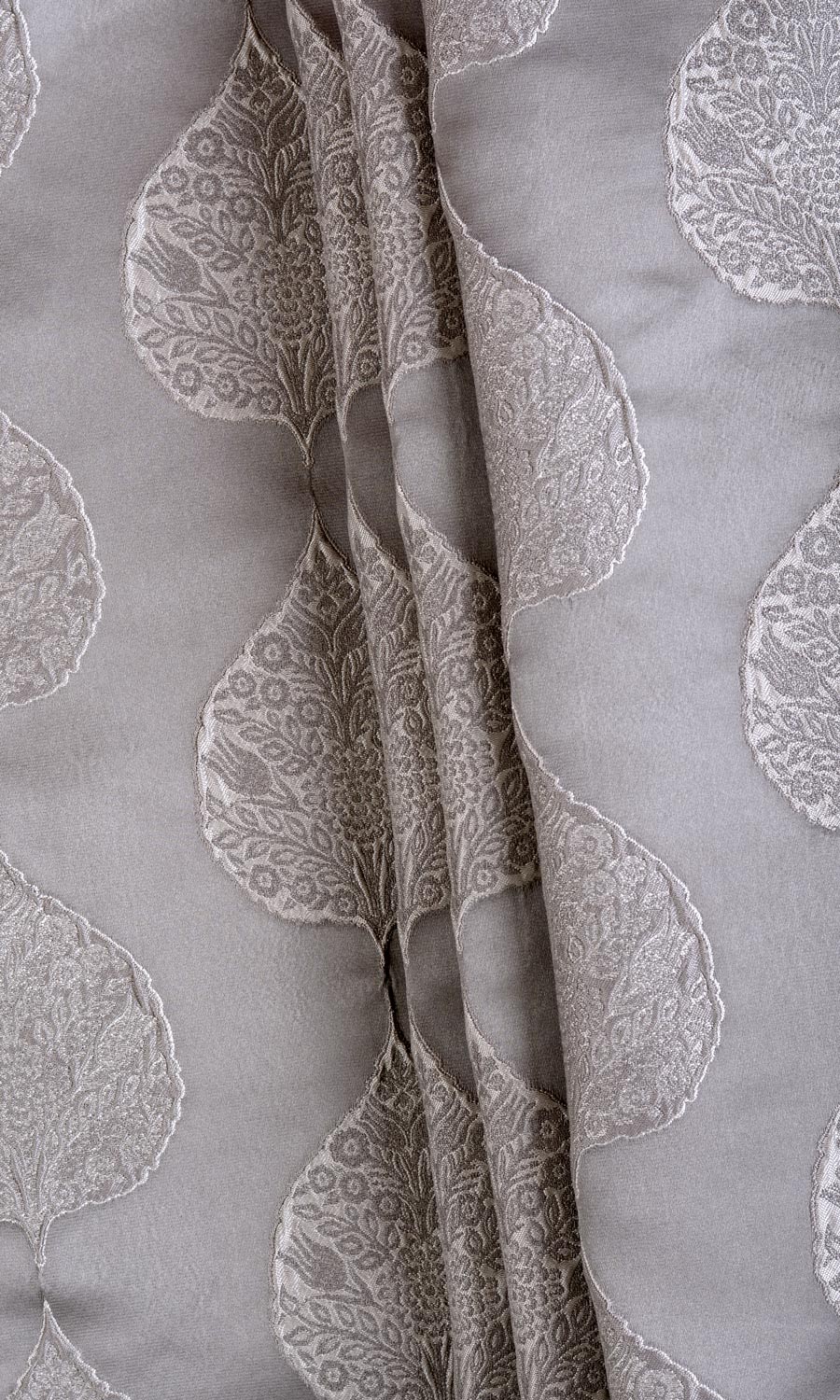Ogee Patterned  Fabric Material By the Yard (Pale Gray)