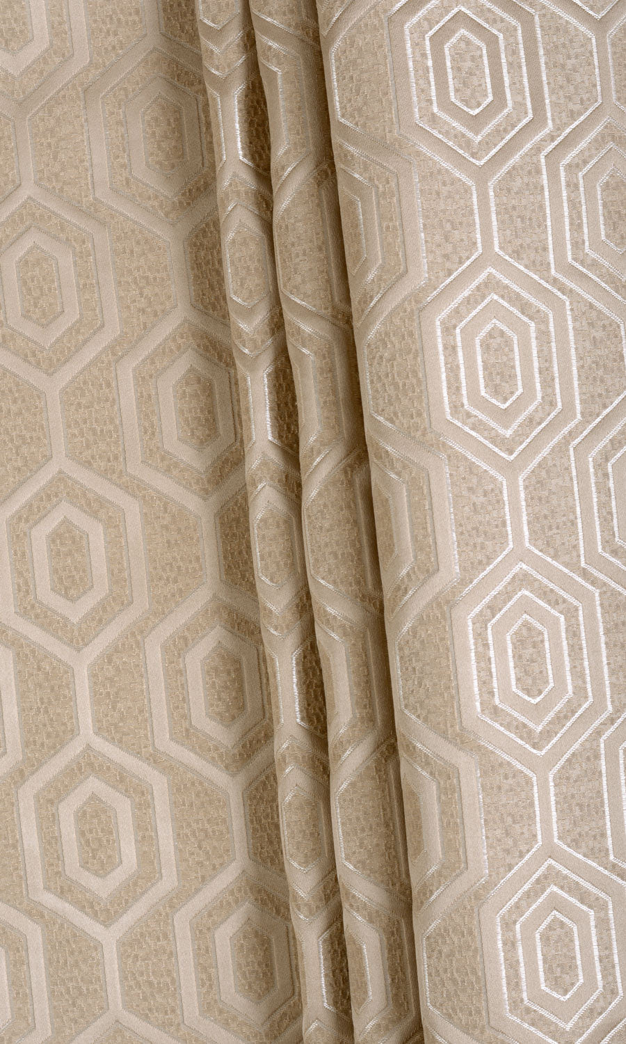 Jacquard Honeycomb Patterned Home Textile Fabric Material Sample (Beige)