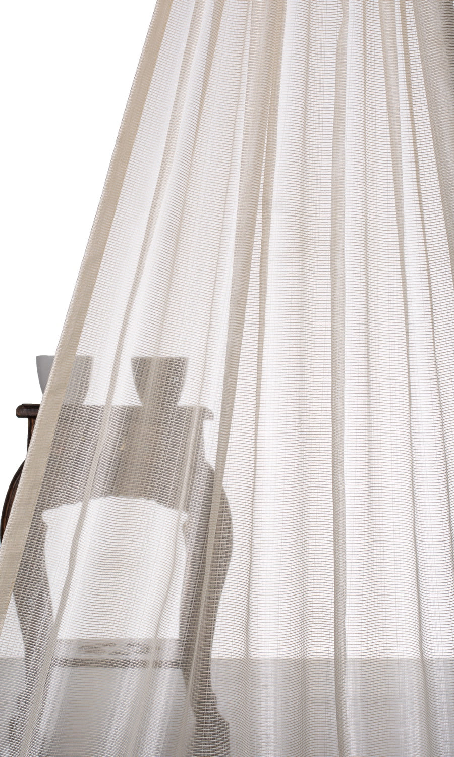 Textured Sheer Home Textile Fabric Material By the Yard (Ivory/ Pale Beige)
