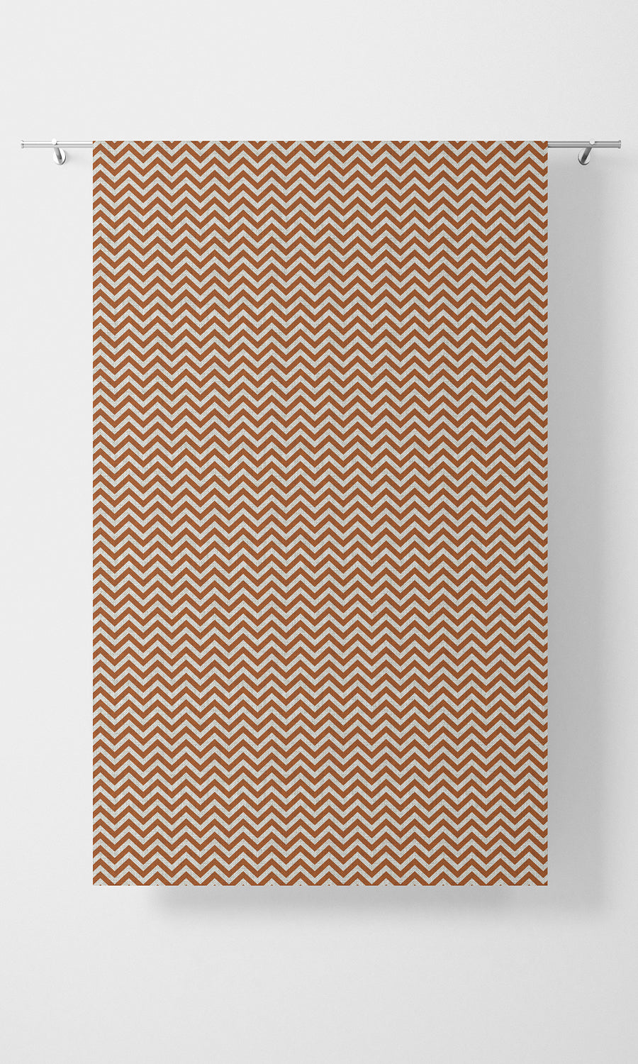 Chevron Print Pinch Pleat, Rod Pocket, Eyelet Curtains (Burnt Orange/ White)
