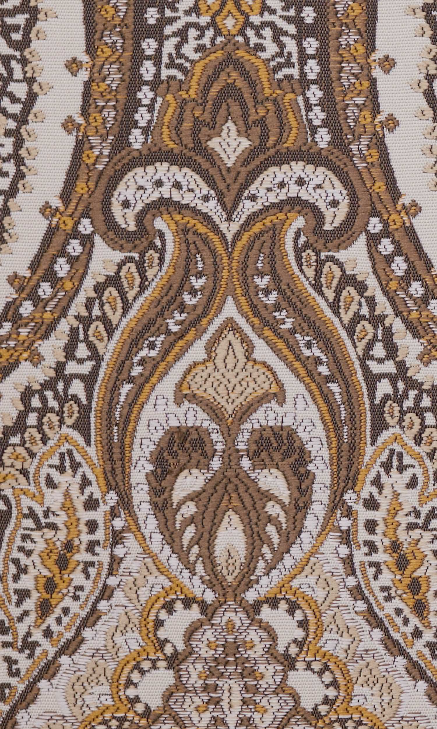 Damask Home Textile Fabric Material Sample (Brown/ Yellow/ Umber)