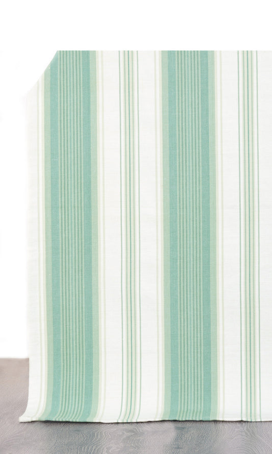 Striped Home Décor Fabric By the Yard (Seafoam Green/ White)