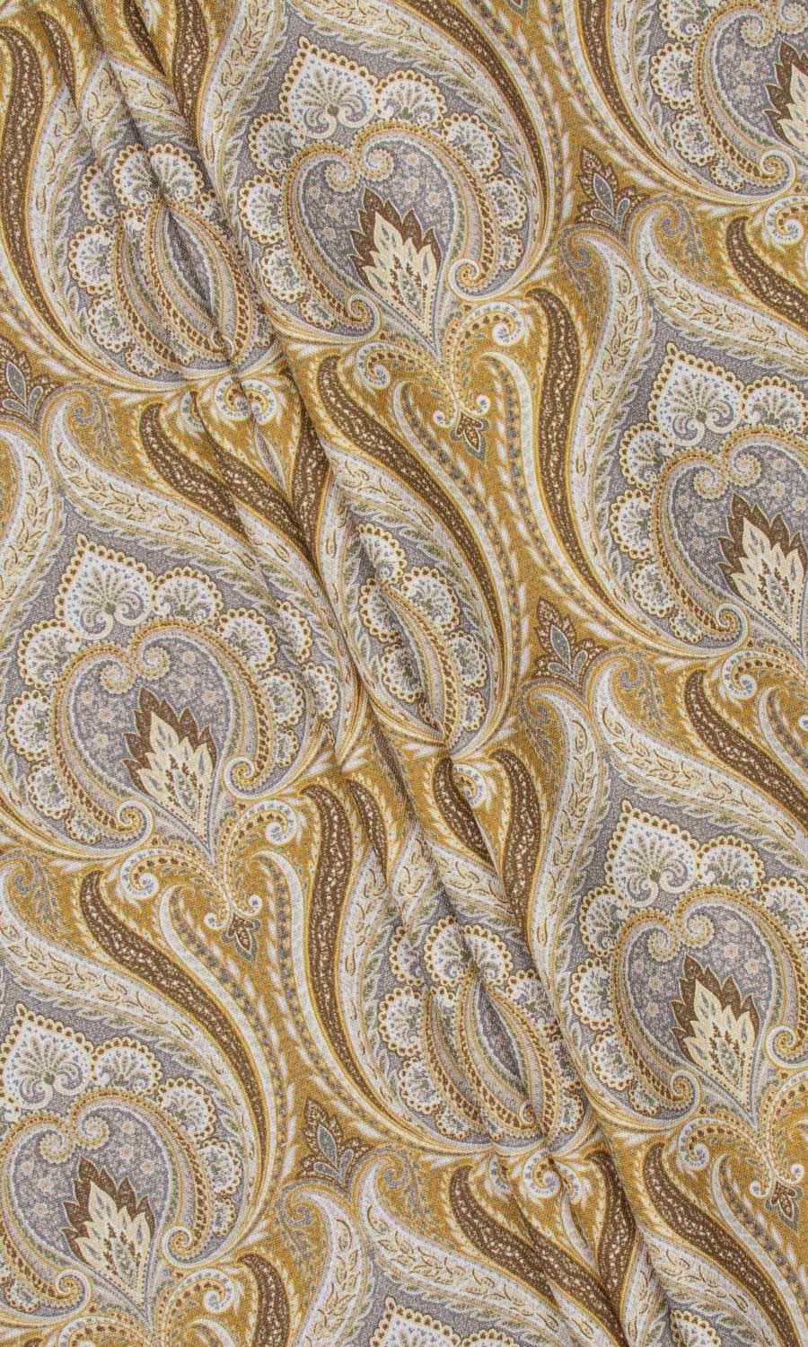 Floral Damask Fabric By the Yard for Curtains & Drapes (Grey/ Yellow)
