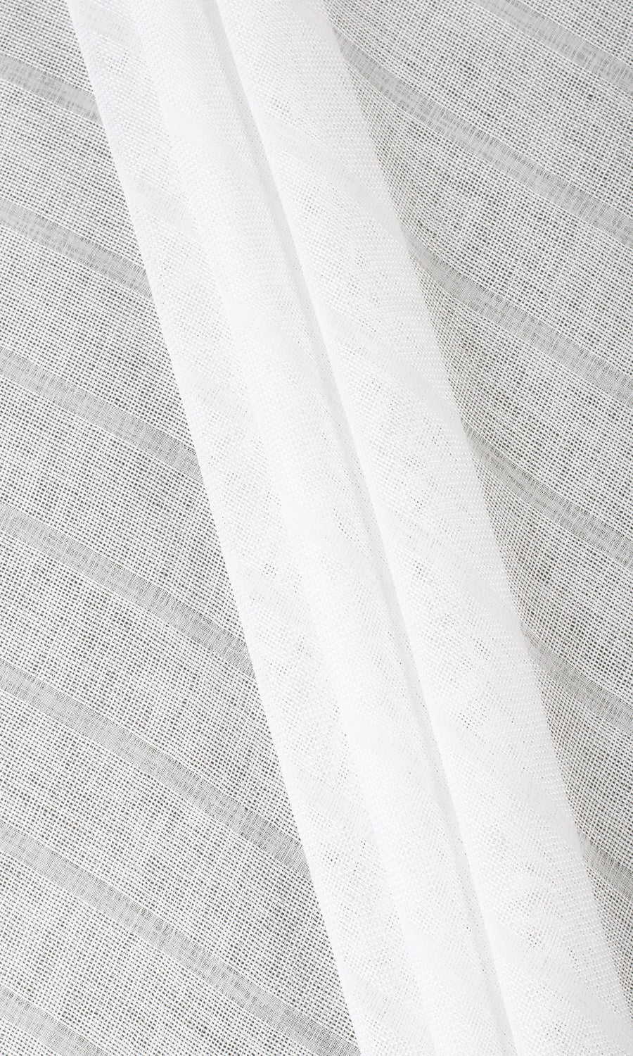 Textured Striped Sheer Free Fabric Material Sample (White)