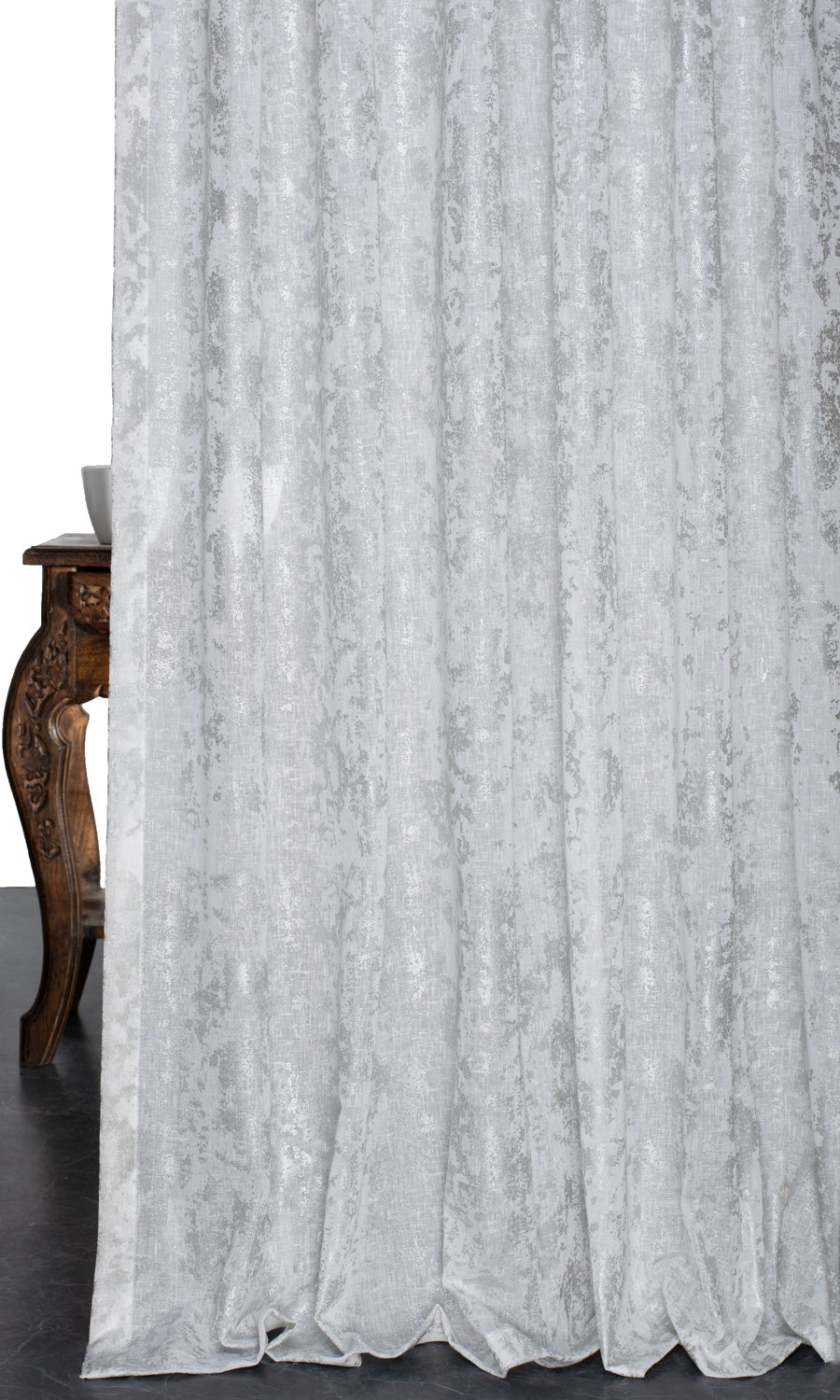 Metallic Accents Semi-Sheer Home Décor Fabric By the Yard (White)