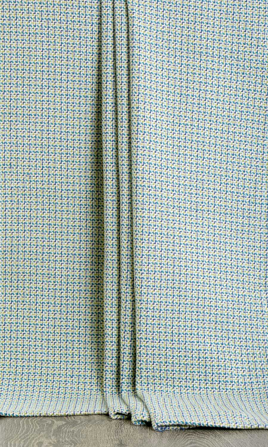 Houndstooth Patterned  Home Textile Fabric Material By the Yard (Blue/ Green)