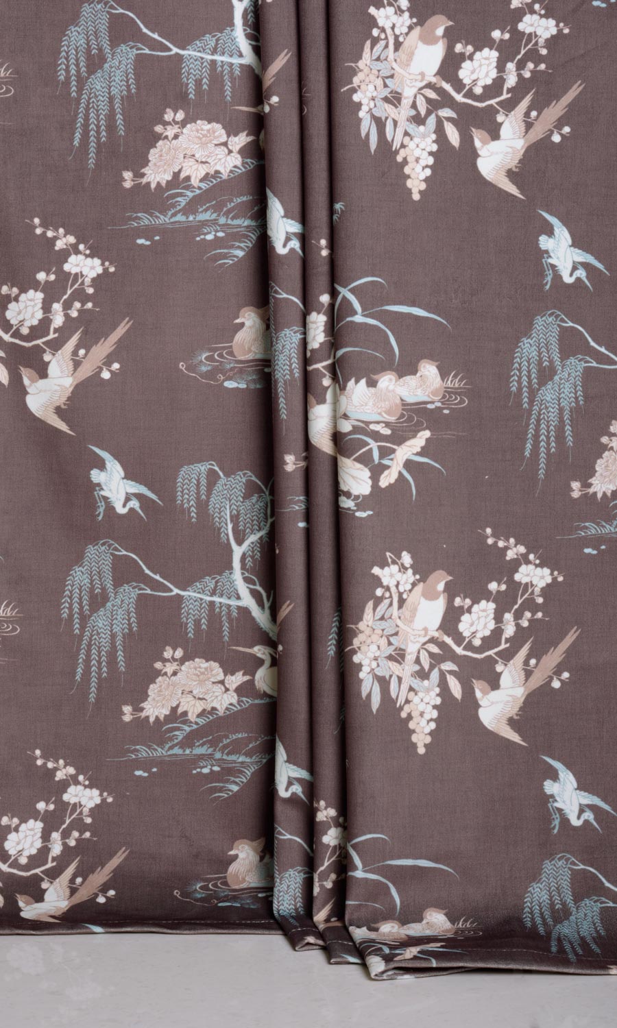 Chinoiserie Toile Velvet Home Décor Fabric By the Yard (Deep Wine/ Brown)