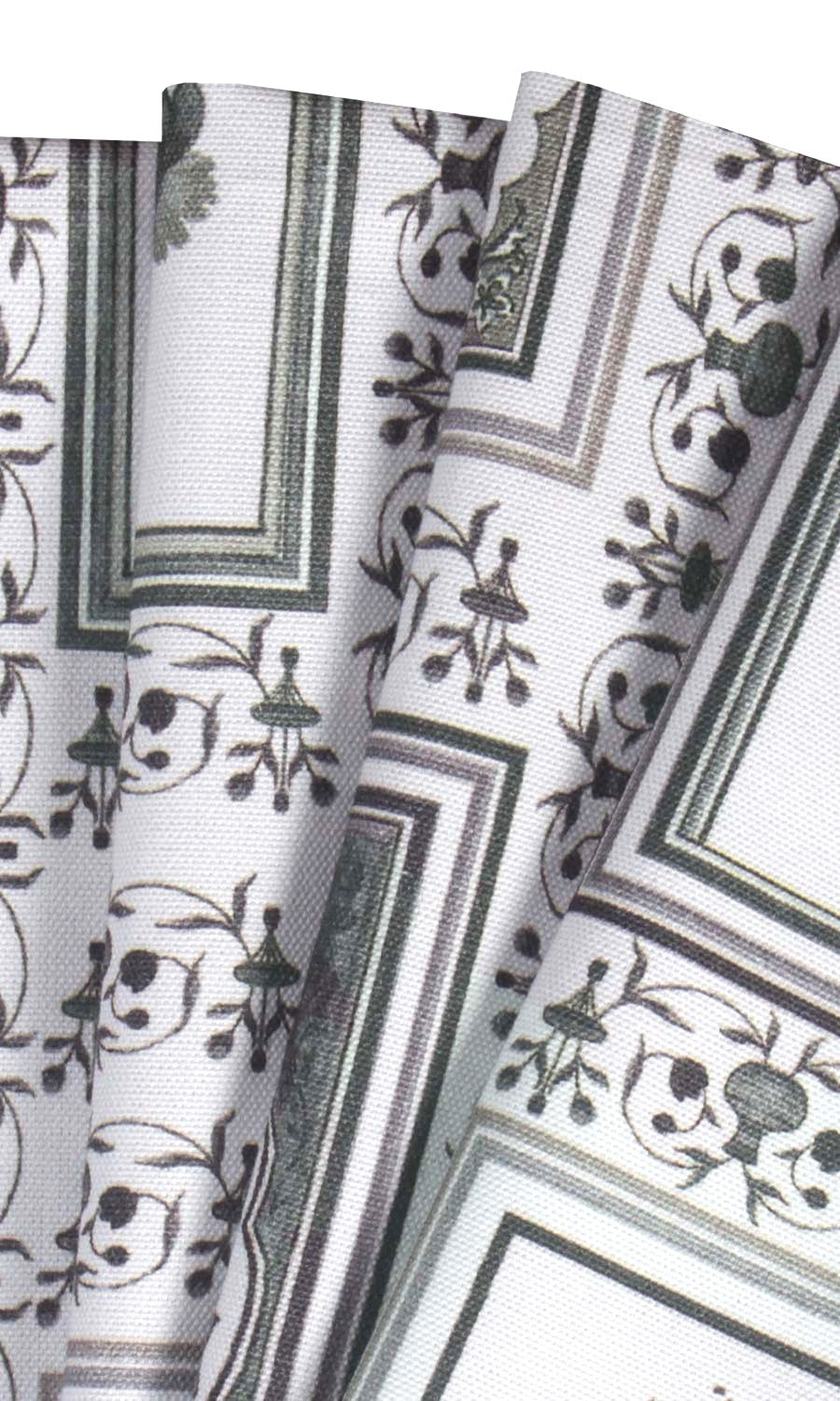 Floral Cotton Free Fabric Material Sample (White/ Grey)