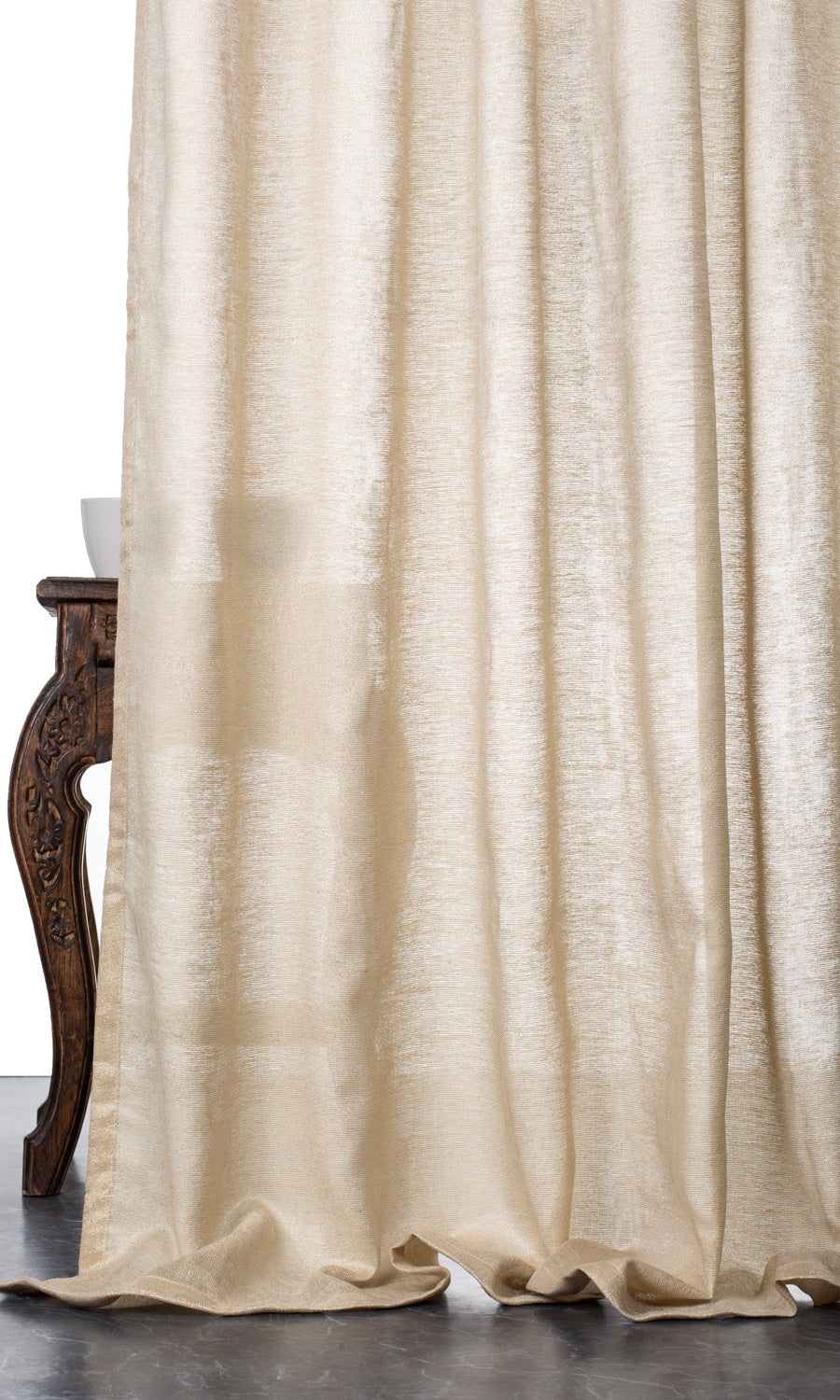 Plain Semi-Sheer Window Treatments Fabric By the Yard (Pale Beige)