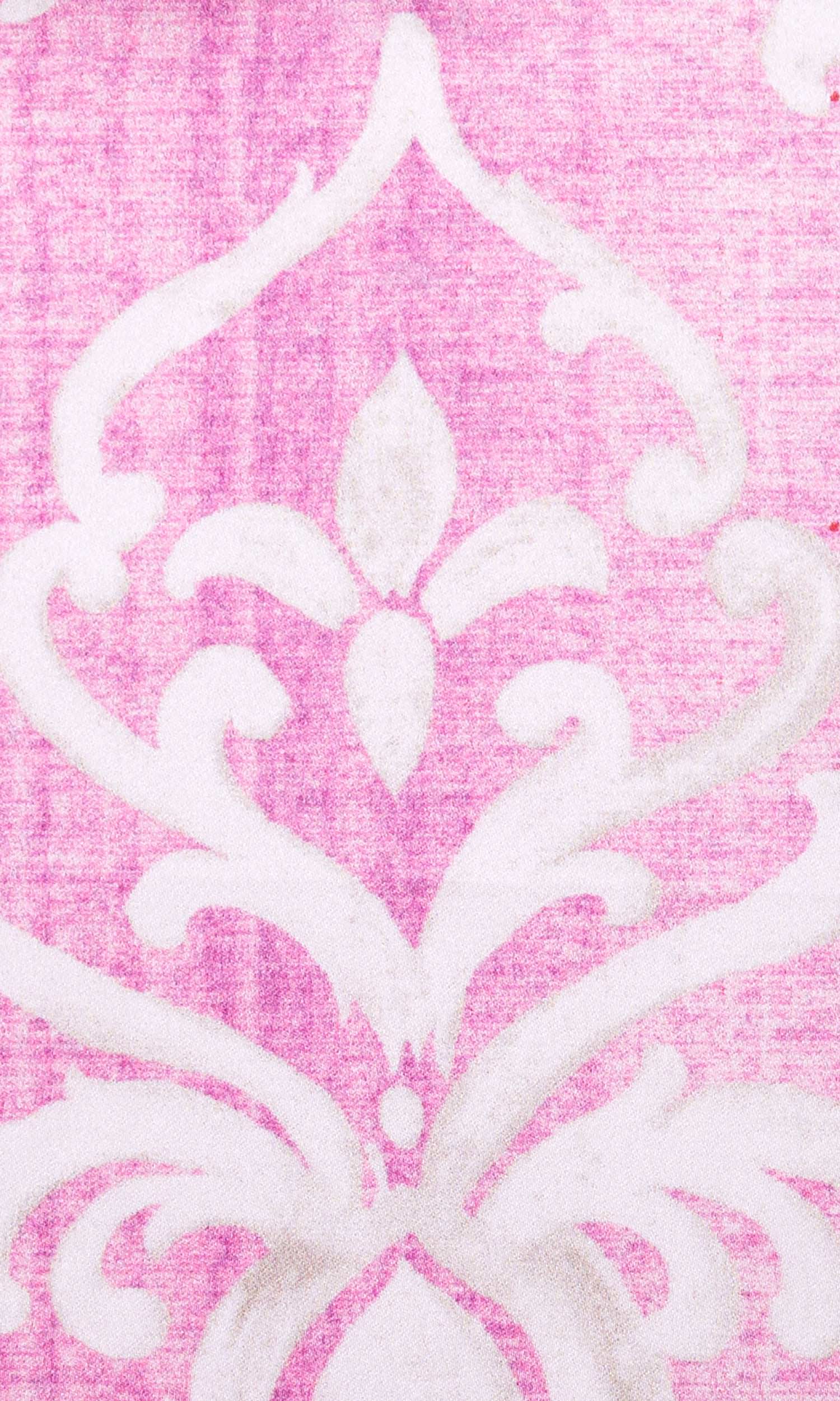 Damask Home Textile Fabric Material Sample (Pink/ White)