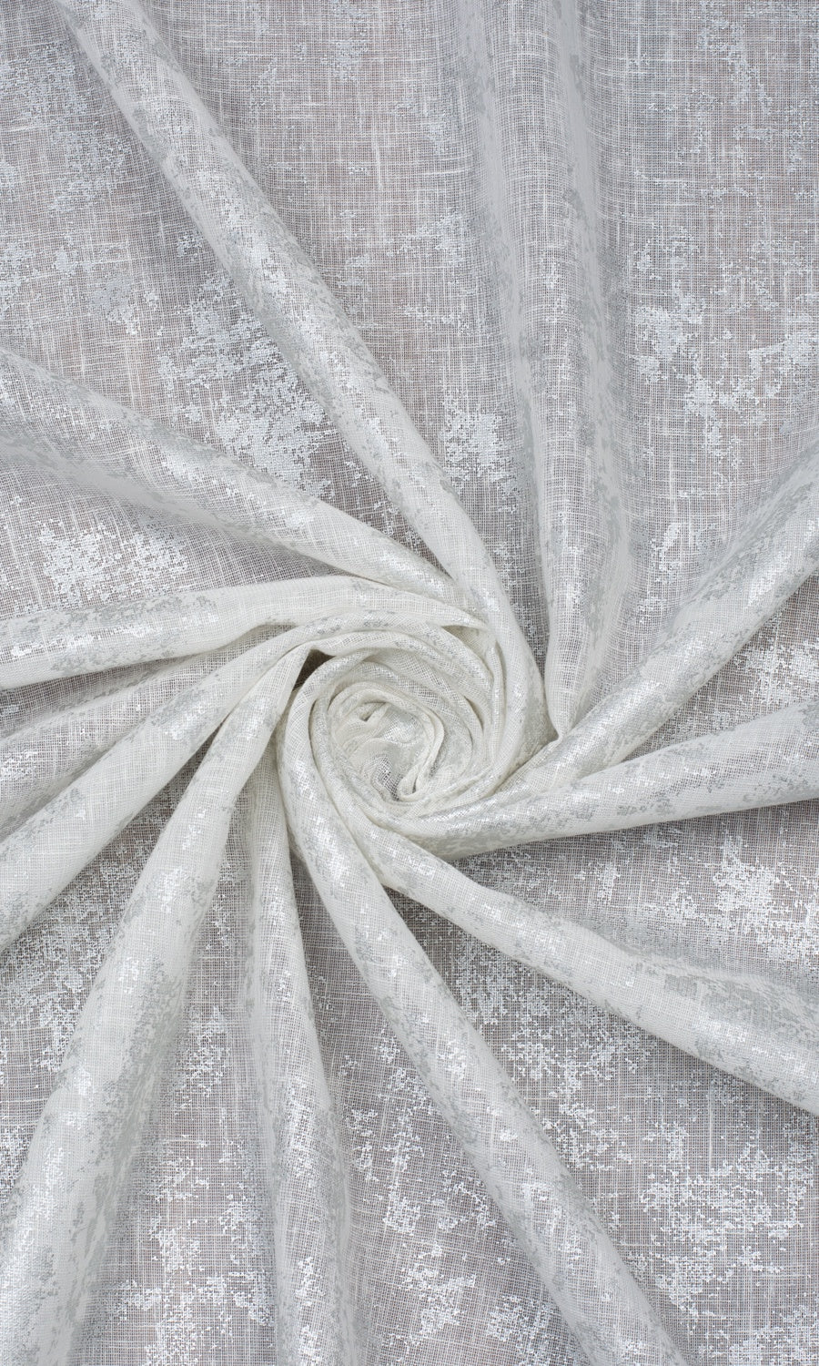 Textured Semi-Sheer Fabric By the Yard for Curtains & Drapes (White/ Silver)