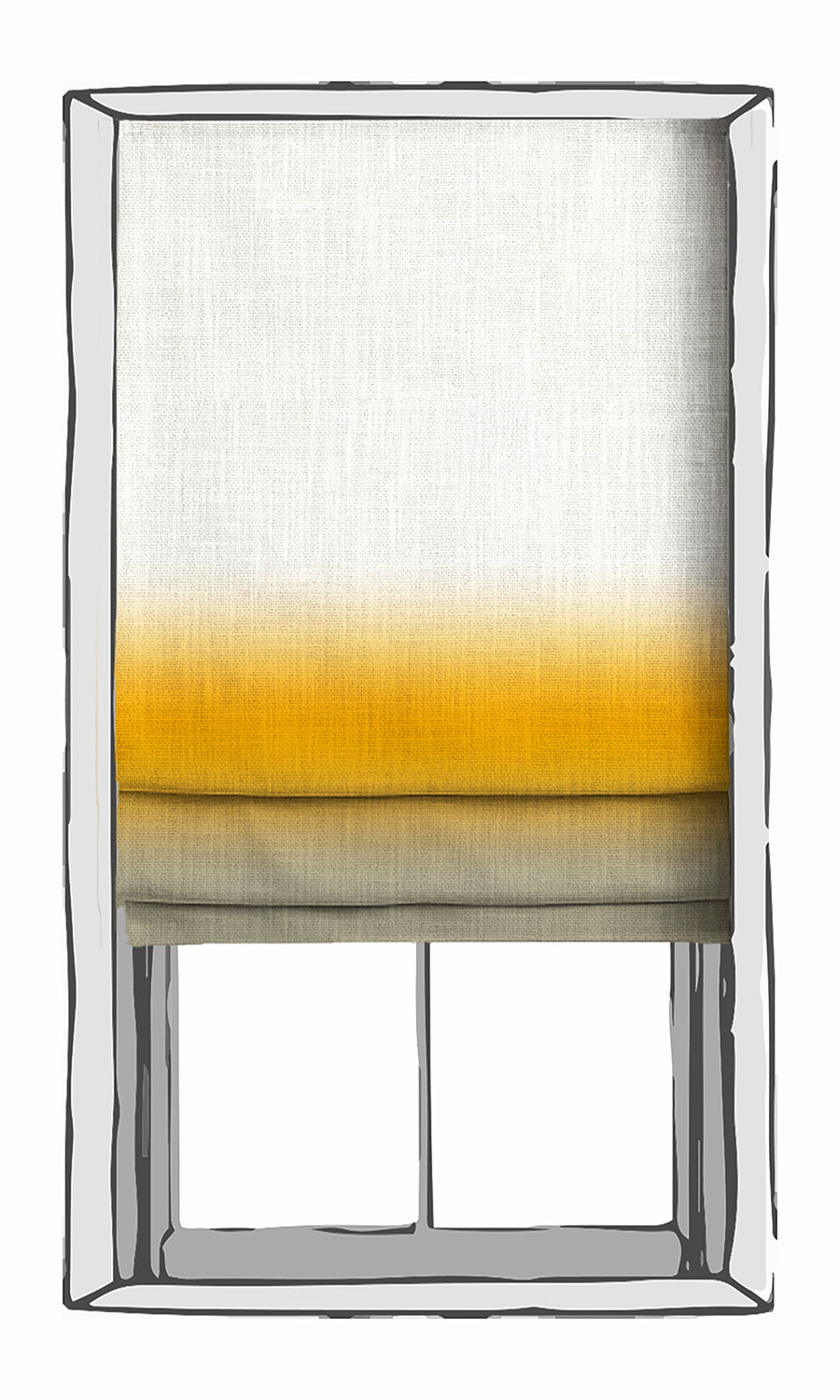 3-Tone Ombre Window Treatments Fabric By the Yard (Yellow/ Beige)
