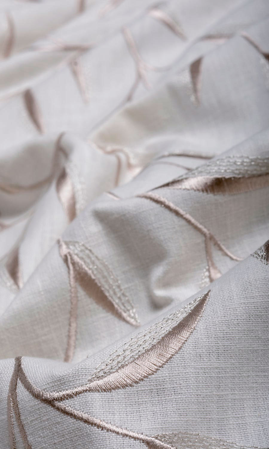Floral Embroidery Home Textile Fabric Material By the Yard (White/ Cream)