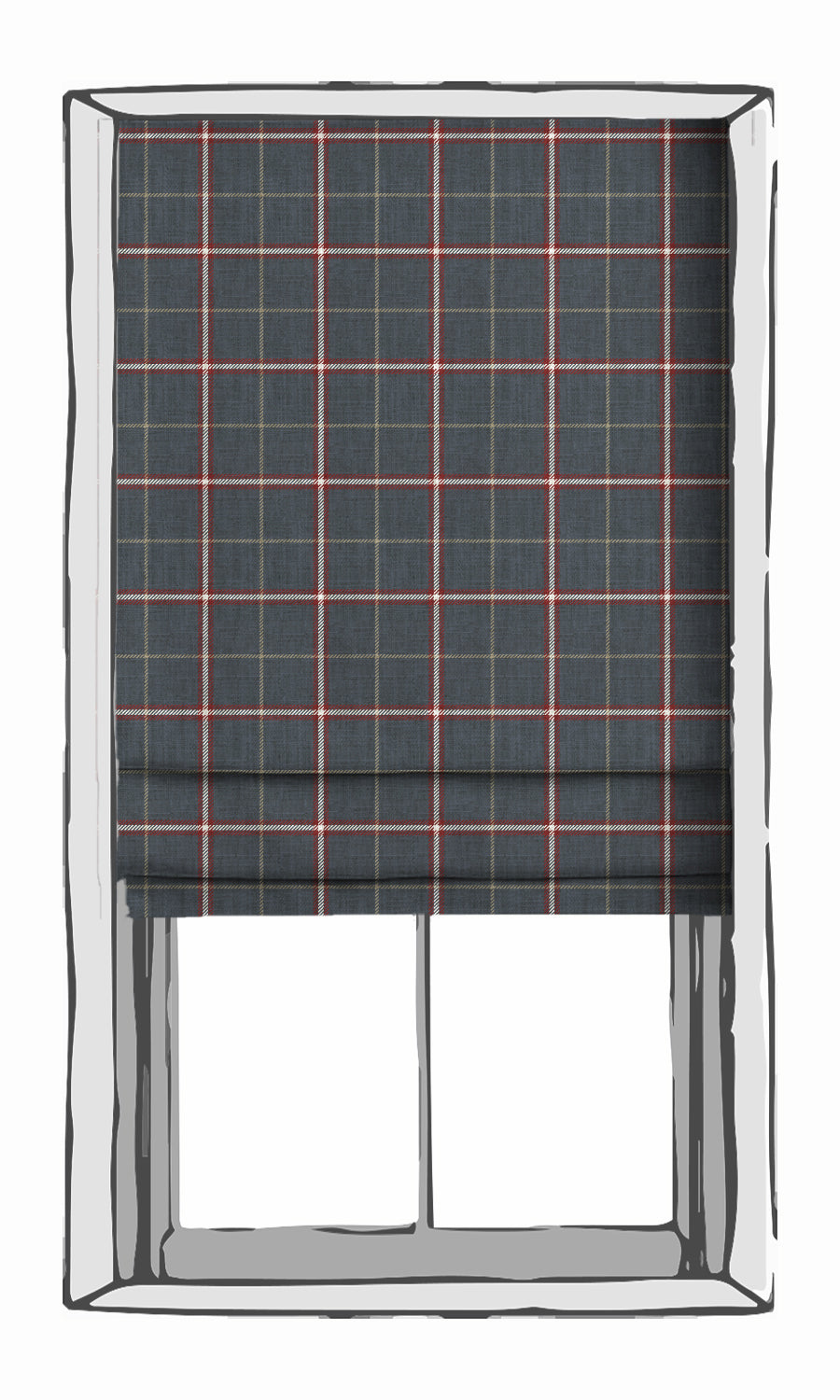 Geometric Patterned Window Treatments Fabric By the Yard (Slate Grey/ Red)