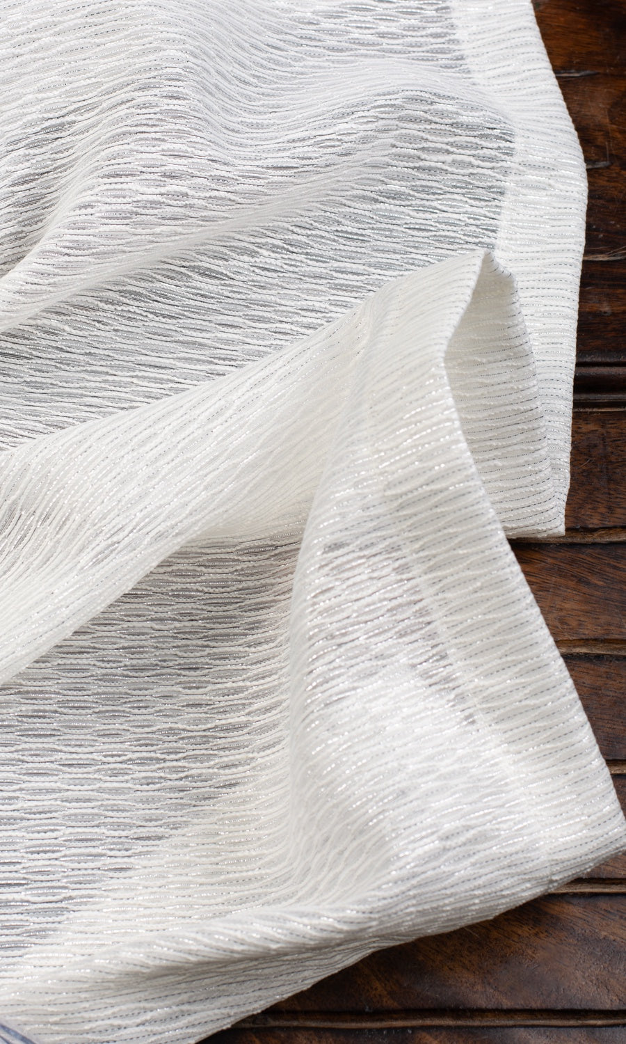 Textured Sheer Fabric By the Yard for Curtains & Drapes (White)