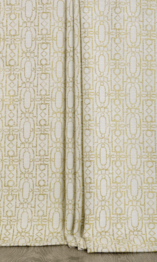 Trellis Poly-Cotton Home Décor Fabric By the Yard (Off White/ Green)