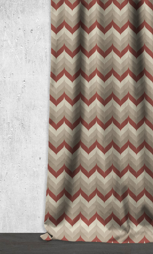 Dimout Home Décor Fabric By the Yard (Red/ Beige/ Pale Grey)