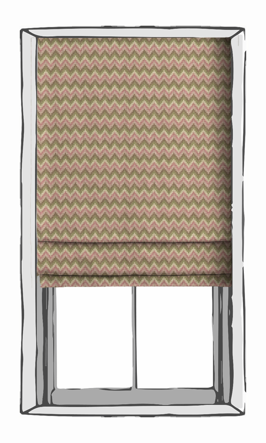 Chevron Patterned Window Treatments Fabric By the Metre (Pink/ Green)