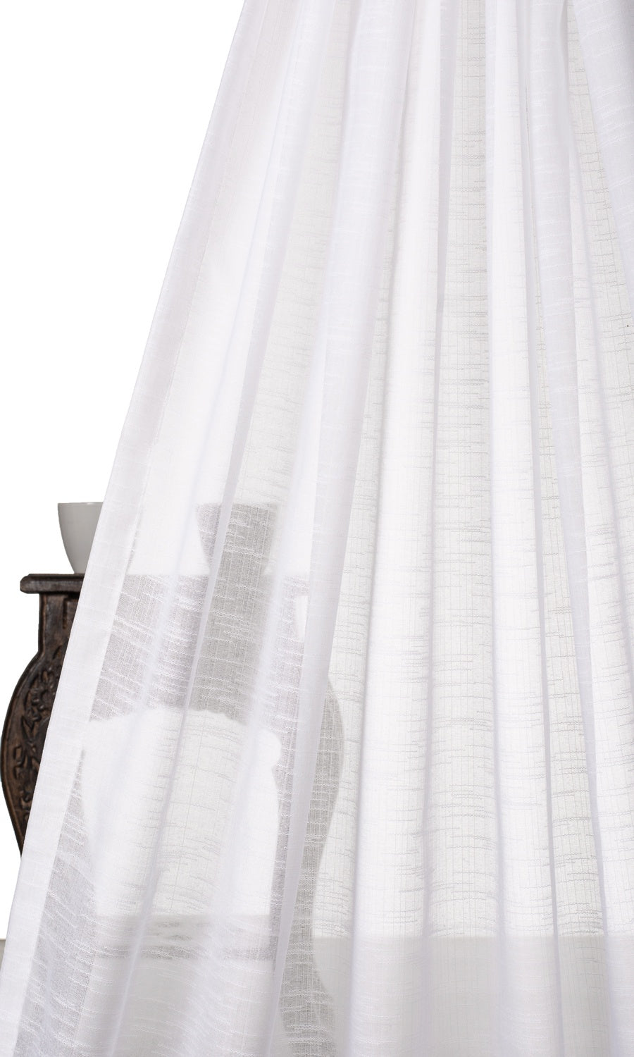 Textured Sheer Home Textile Fabric Material By the Yard (White)