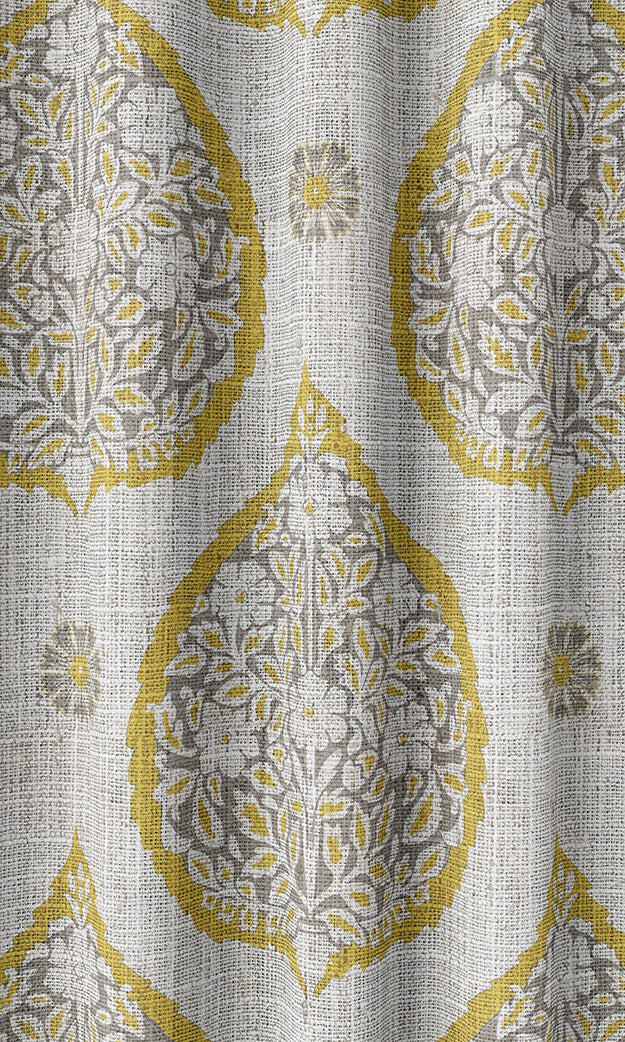 Paisley Home Textile Fabric Material By the Yard (Yellow/ Gray)