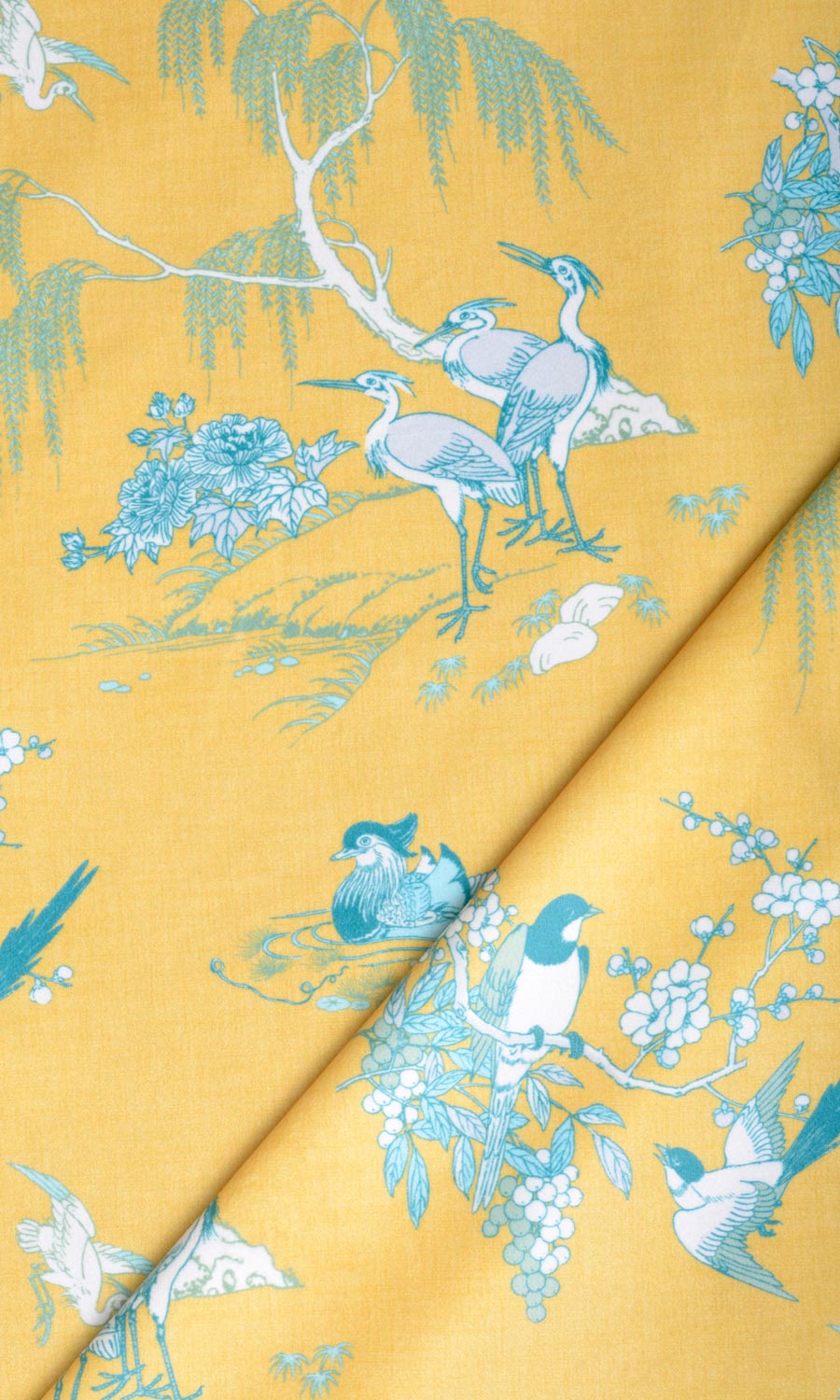 Chinoiserie Toile Velvet Home Textile Fabric Material By the Yard (Yellow)