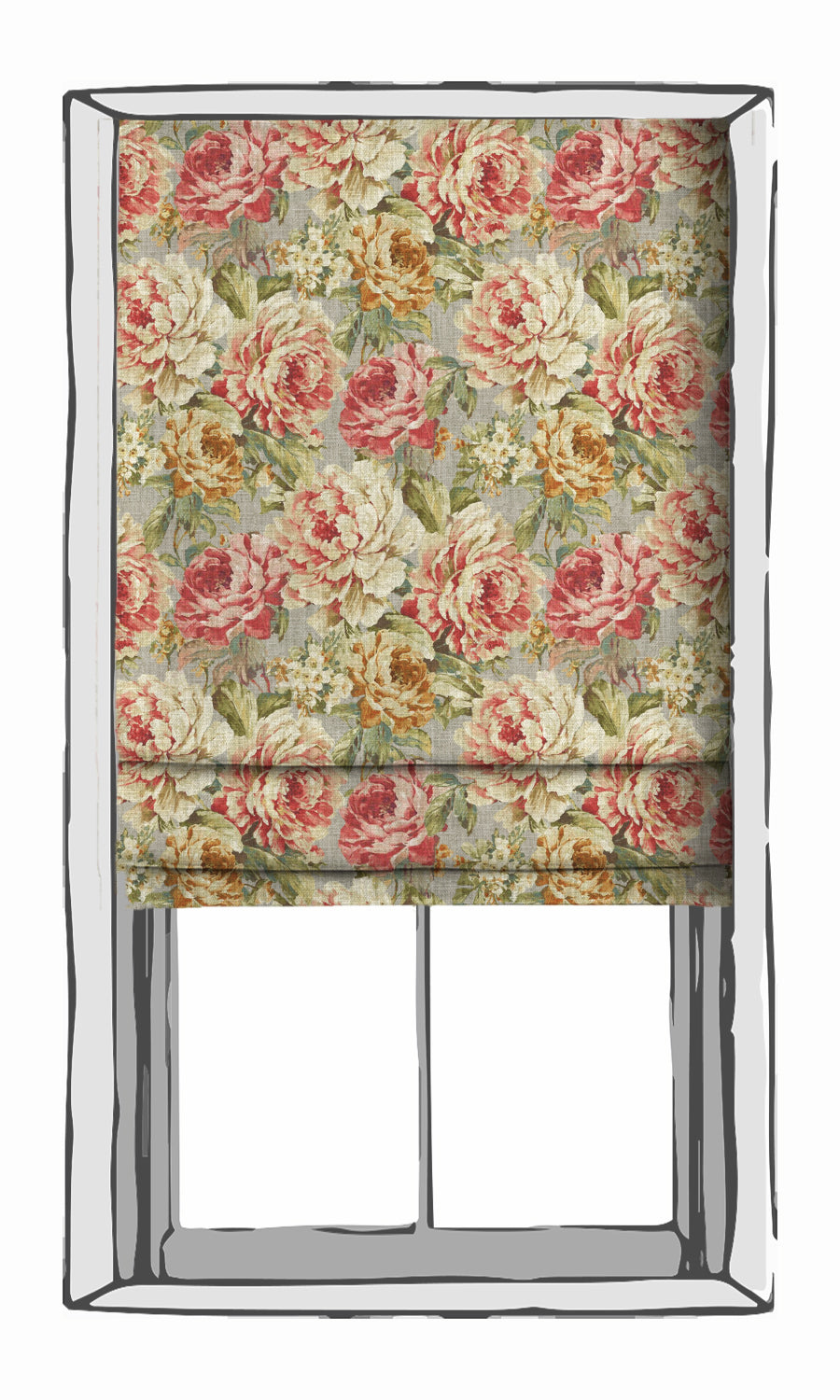 Floral Print Window Treatments Fabric By the Metre (Pink/ Orange)