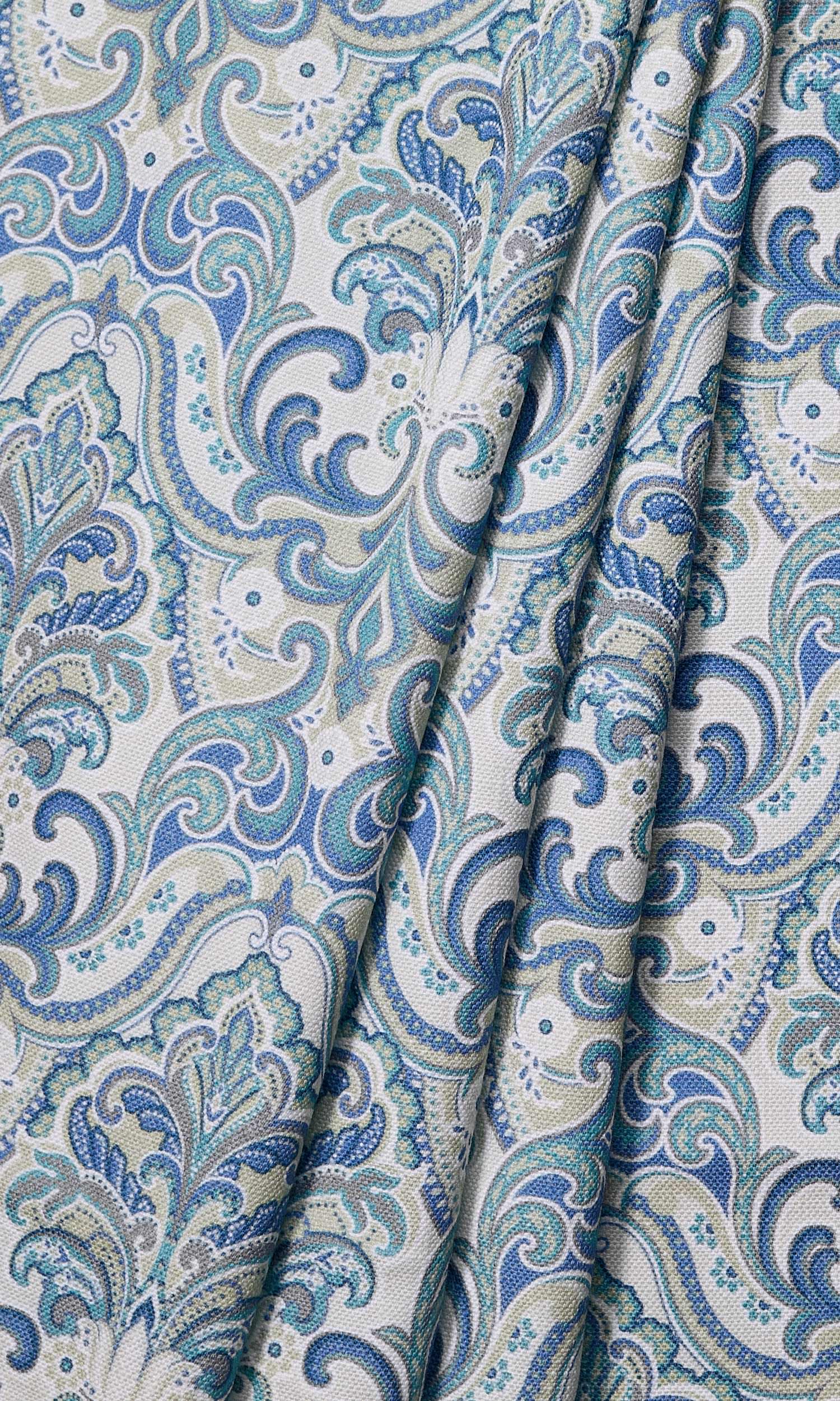 Fleur De Lis Print Window Treatments Fabric By the Yard (Blue)