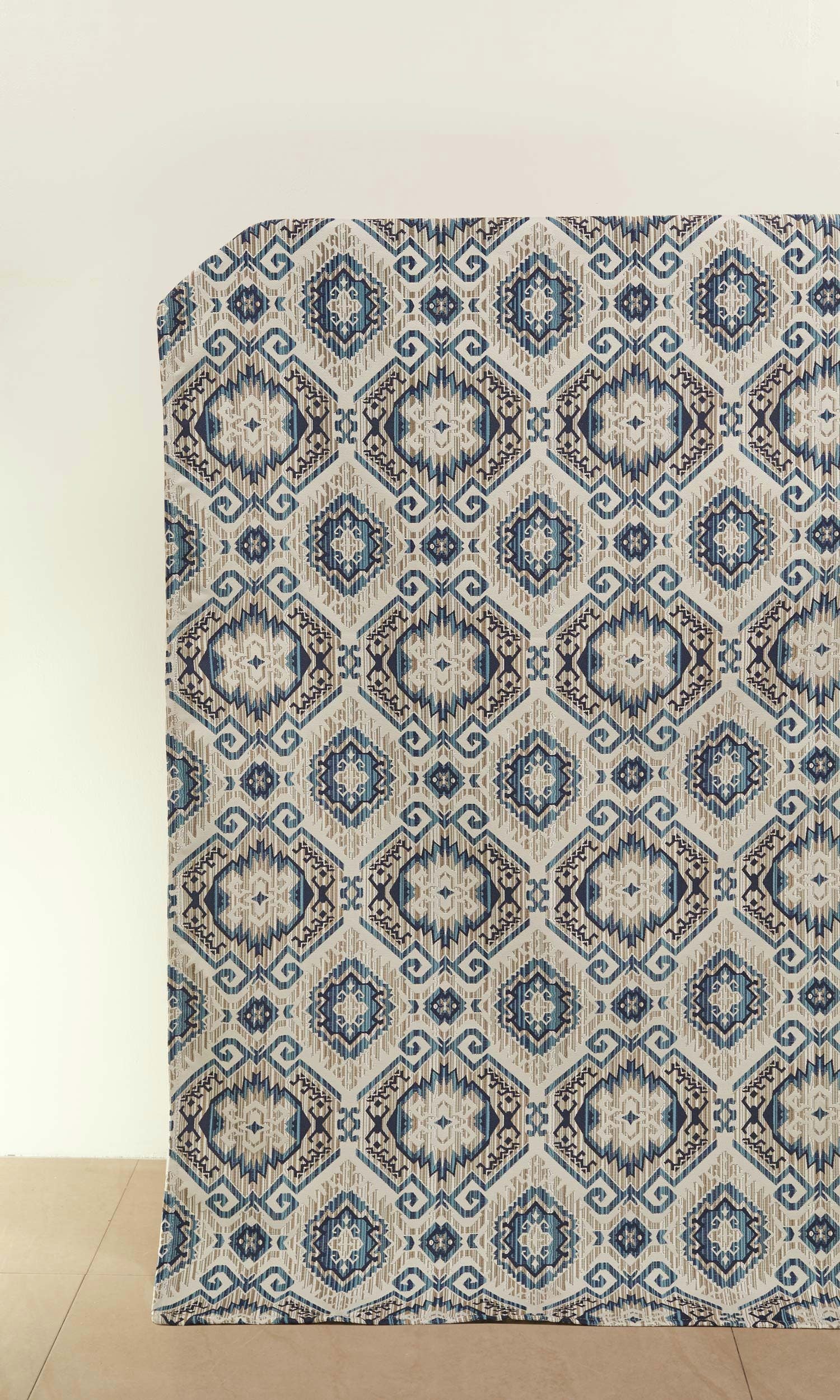 Aztec-Print Home Décor Fabric By the Yard (Beige/ Blue)