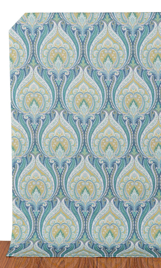 Floral Damask Home Décor Fabric By the Yard (Blue/ Green)