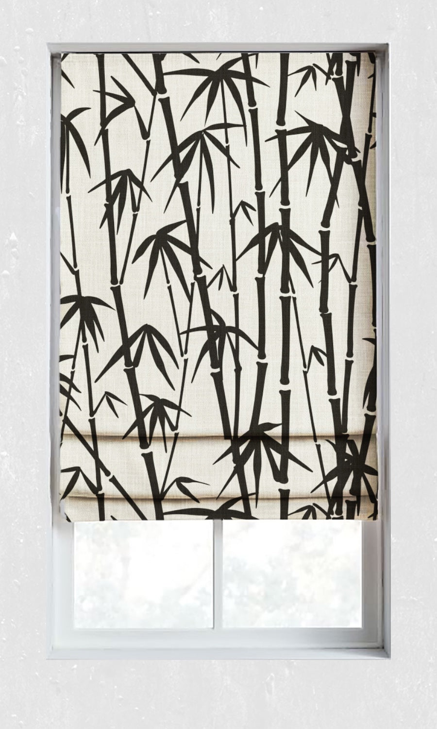 Botanical Printed Window Treatments Fabric Sample (Black/ Milky White)