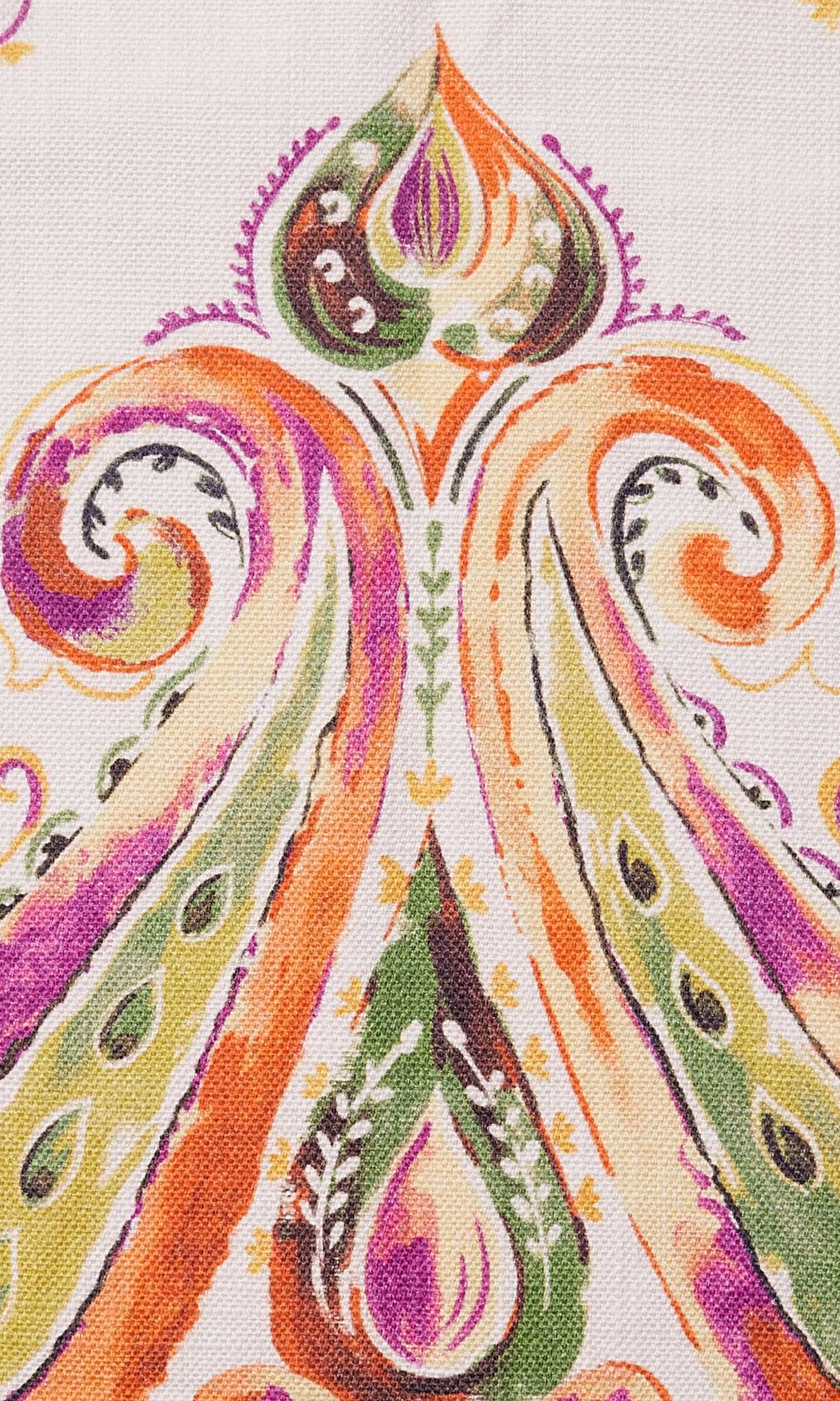 Paisley Print Home Textile Fabric Material By the Yard (Green/ Orange)
